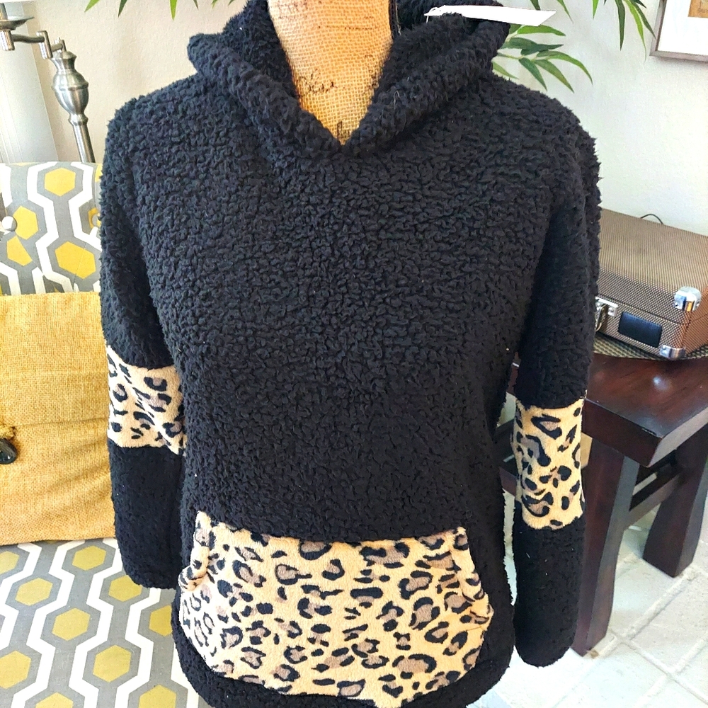 Sherpa Hooded Pullover Sweatshirt